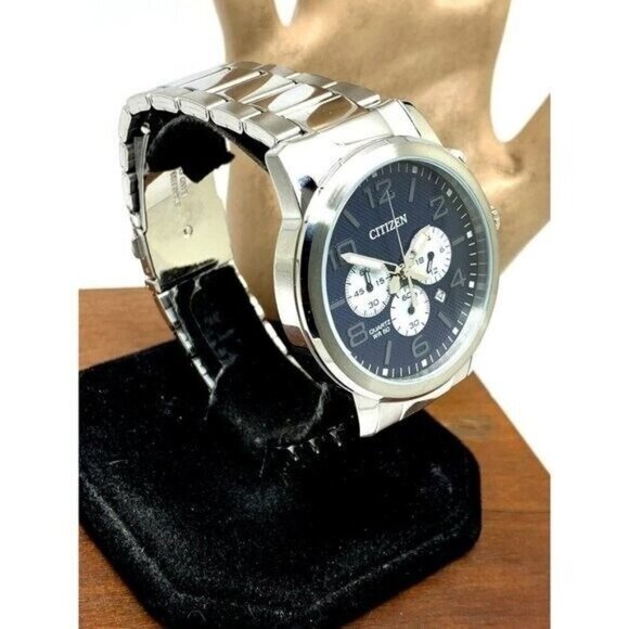 Citizen Men's Watch AN8050-51M Quartz Blue Dial Chronograph Silver Steel 42mm - Picture 14 of 14